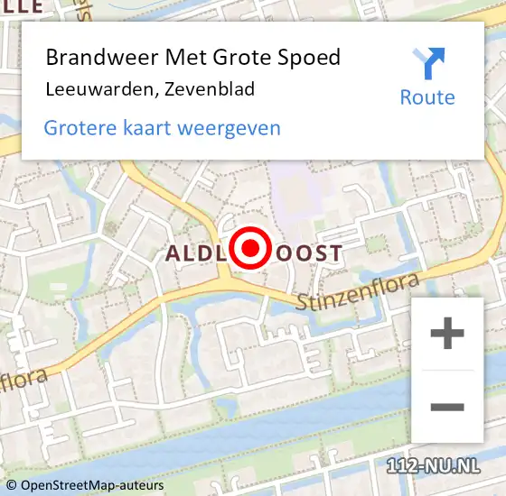 Locatie op kaart van de 112 melding: Brandweer Met Grote Spoed Naar Leeuwarden, Zevenblad op 25 maart 2024 21:18