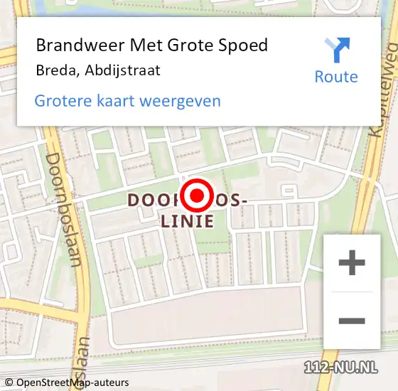 Locatie op kaart van de 112 melding: Brandweer Met Grote Spoed Naar Breda, Abdijstraat op 25 maart 2024 21:34