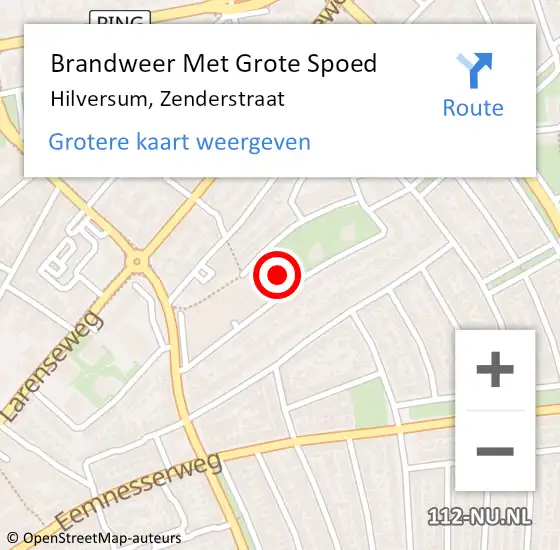 Locatie op kaart van de 112 melding: Brandweer Met Grote Spoed Naar Hilversum, Zenderstraat op 25 maart 2024 21:34