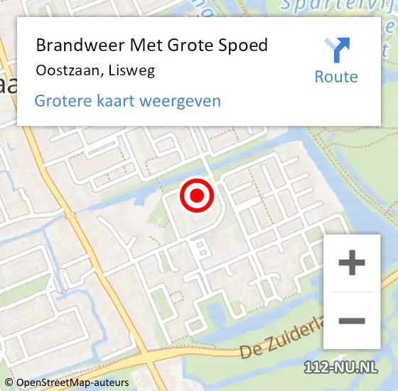 Locatie op kaart van de 112 melding: Brandweer Met Grote Spoed Naar Oostzaan, Lisweg op 25 maart 2024 21:59