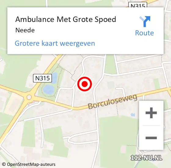 Locatie op kaart van de 112 melding: Ambulance Met Grote Spoed Naar Neede op 25 maart 2024 22:08