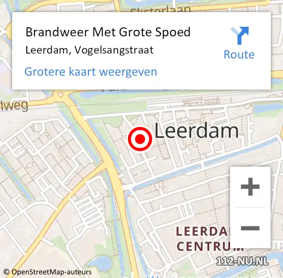 Locatie op kaart van de 112 melding: Brandweer Met Grote Spoed Naar Leerdam, Vogelsangstraat op 25 maart 2024 22:08