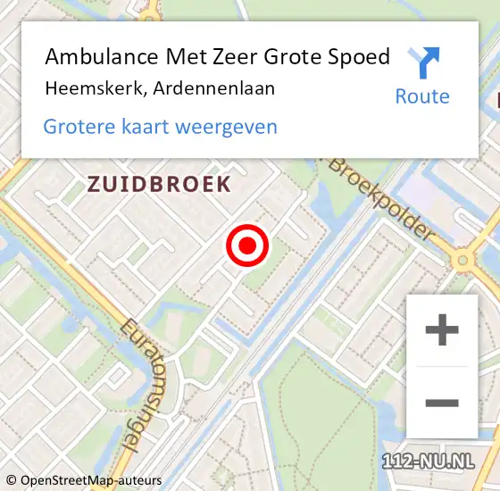 Locatie op kaart van de 112 melding: Ambulance Met Zeer Grote Spoed Naar Heemskerk, Ardennenlaan op 25 maart 2024 22:09
