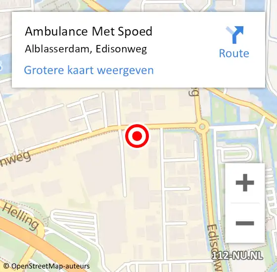 Locatie op kaart van de 112 melding: Ambulance Met Spoed Naar Alblasserdam, Edisonweg op 25 maart 2024 22:13