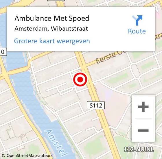 Locatie op kaart van de 112 melding: Ambulance Met Spoed Naar Amsterdam, Wibautstraat op 25 maart 2024 22:21