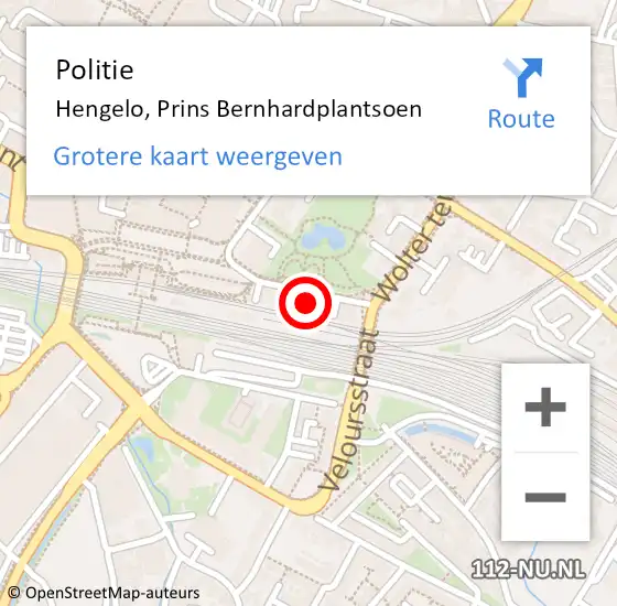 Locatie op kaart van de 112 melding: Politie Hengelo, Prins Bernhardplantsoen op 25 maart 2024 22:30