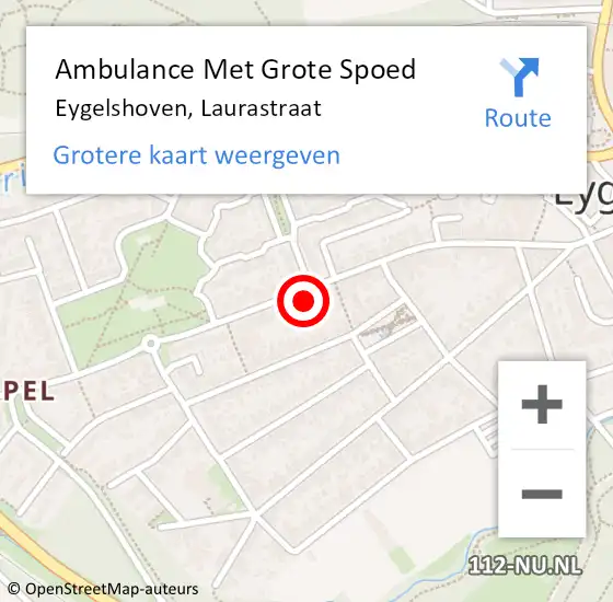 Locatie op kaart van de 112 melding: Ambulance Met Grote Spoed Naar Eygelshoven, Laurastraat op 30 september 2014 10:14