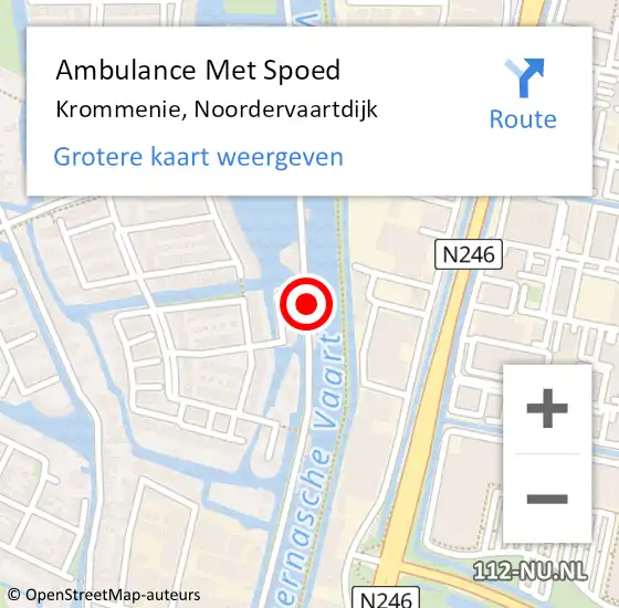 Locatie op kaart van de 112 melding: Ambulance Met Spoed Naar Krommenie, Noordervaartdijk op 25 maart 2024 23:09