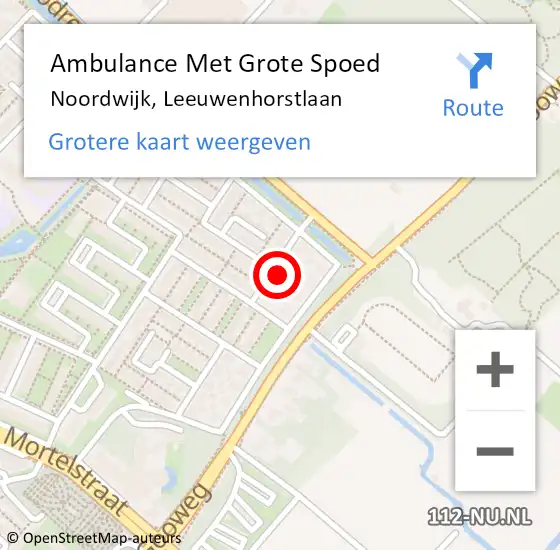 Locatie op kaart van de 112 melding: Ambulance Met Grote Spoed Naar Noordwijk, Leeuwenhorstlaan op 25 maart 2024 23:18