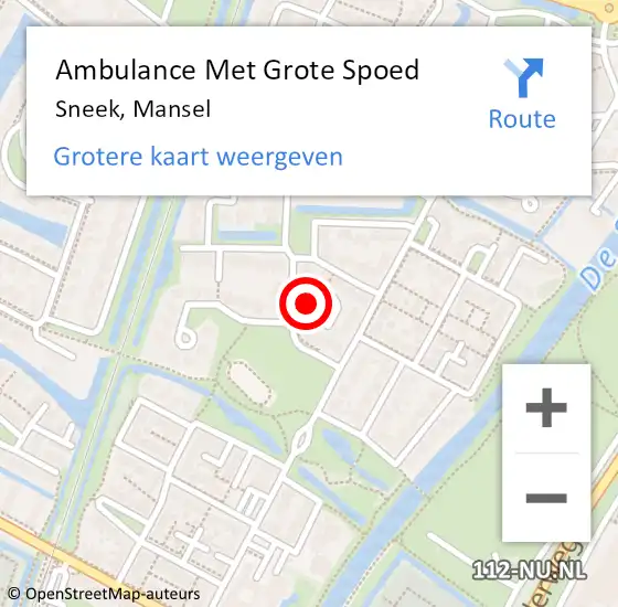 Locatie op kaart van de 112 melding: Ambulance Met Grote Spoed Naar Sneek, Mansel op 30 september 2014 10:15