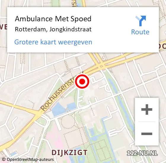 Locatie op kaart van de 112 melding: Ambulance Met Spoed Naar Rotterdam, Jongkindstraat op 25 maart 2024 23:45