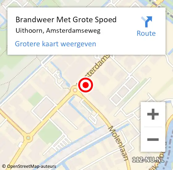 Locatie op kaart van de 112 melding: Brandweer Met Grote Spoed Naar Uithoorn, Amsterdamseweg op 16 oktober 2013 08:35