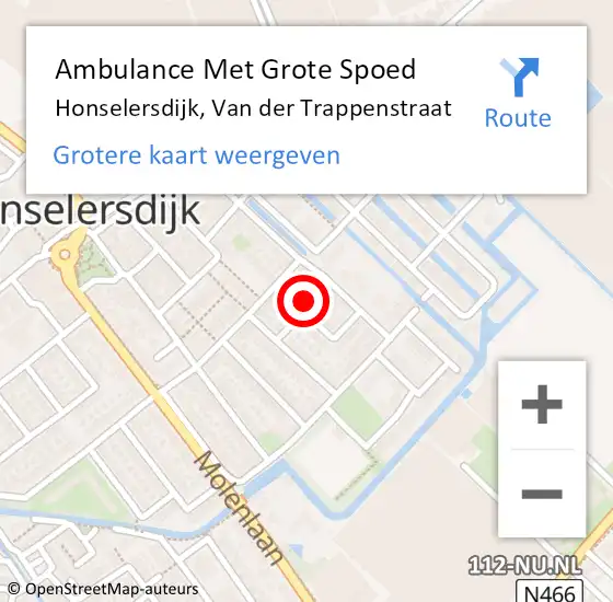 Locatie op kaart van de 112 melding: Ambulance Met Grote Spoed Naar Honselersdijk, Van der Trappenstraat op 26 maart 2024 01:44