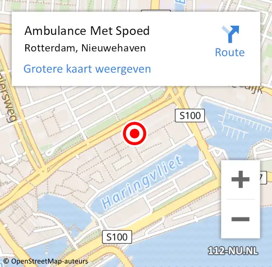 Locatie op kaart van de 112 melding: Ambulance Met Spoed Naar Rotterdam, Nieuwehaven op 26 maart 2024 02:02