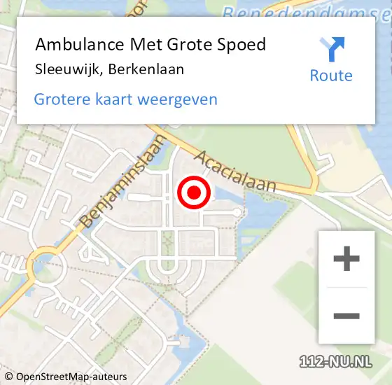 Locatie op kaart van de 112 melding: Ambulance Met Grote Spoed Naar Sleeuwijk, Berkenlaan op 26 maart 2024 03:26