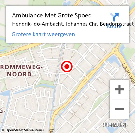 Locatie op kaart van de 112 melding: Ambulance Met Grote Spoed Naar Hendrik-Ido-Ambacht, Johannes Chr. Bendorpstraat op 26 maart 2024 03:30