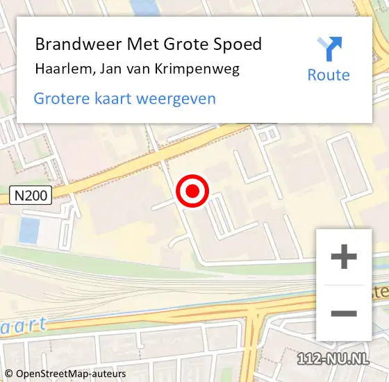Locatie op kaart van de 112 melding: Brandweer Met Grote Spoed Naar Haarlem, Jan van Krimpenweg op 26 maart 2024 03:33