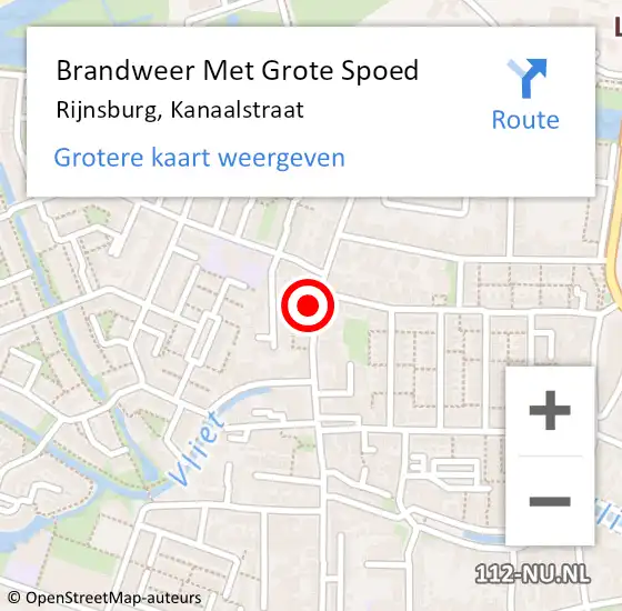 Locatie op kaart van de 112 melding: Brandweer Met Grote Spoed Naar Rijnsburg, Kanaalstraat op 26 maart 2024 04:09