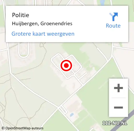 Locatie op kaart van de 112 melding: Politie Huijbergen, Groenendries op 30 september 2014 10:22