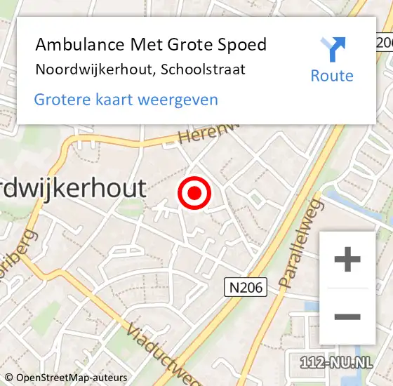 Locatie op kaart van de 112 melding: Ambulance Met Grote Spoed Naar Noordwijkerhout, Schoolstraat op 26 maart 2024 04:34