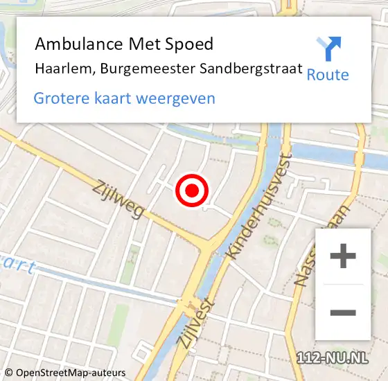 Locatie op kaart van de 112 melding: Ambulance Met Spoed Naar Haarlem, Burgemeester Sandbergstraat op 26 maart 2024 05:46