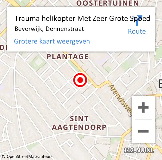 Locatie op kaart van de 112 melding: Trauma helikopter Met Zeer Grote Spoed Naar Beverwijk, Dennenstraat op 26 maart 2024 07:02