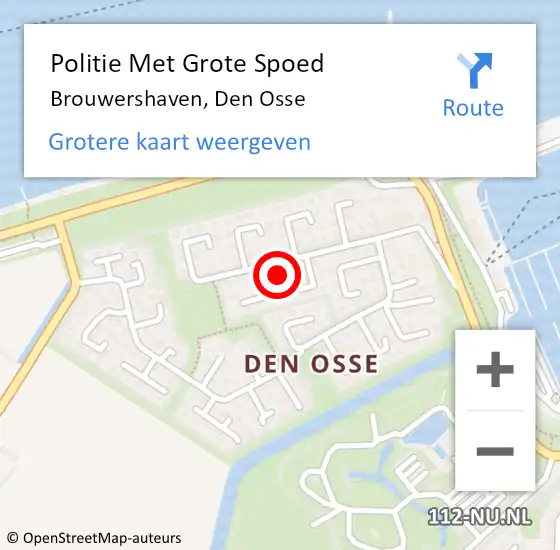 Locatie op kaart van de 112 melding: Politie Met Grote Spoed Naar Brouwershaven, Den Osse op 26 maart 2024 07:15
