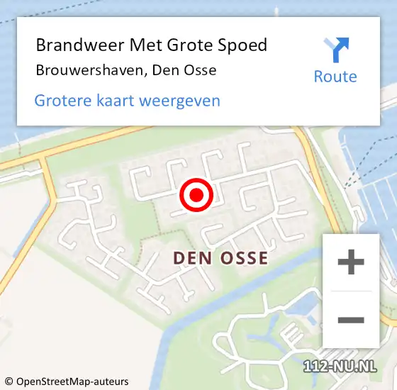 Locatie op kaart van de 112 melding: Brandweer Met Grote Spoed Naar Brouwershaven, Den Osse op 26 maart 2024 07:16
