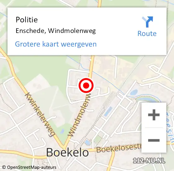 Locatie op kaart van de 112 melding: Politie Enschede, Windmolenweg op 26 maart 2024 07:24