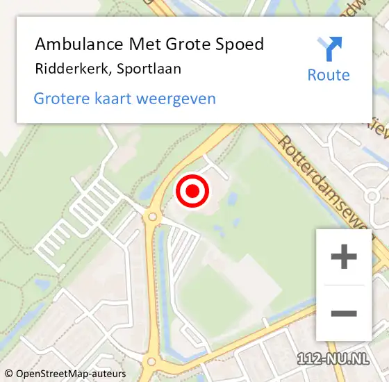 Locatie op kaart van de 112 melding: Ambulance Met Grote Spoed Naar Ridderkerk, Sportlaan op 26 maart 2024 07:25