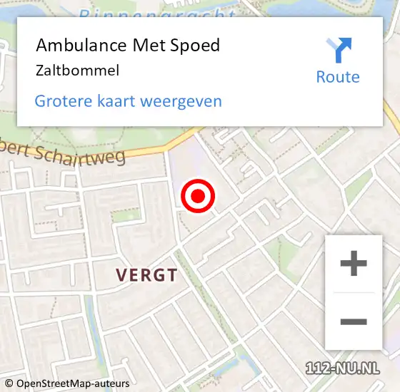 Locatie op kaart van de 112 melding: Ambulance Met Spoed Naar Zaltbommel op 26 maart 2024 07:39