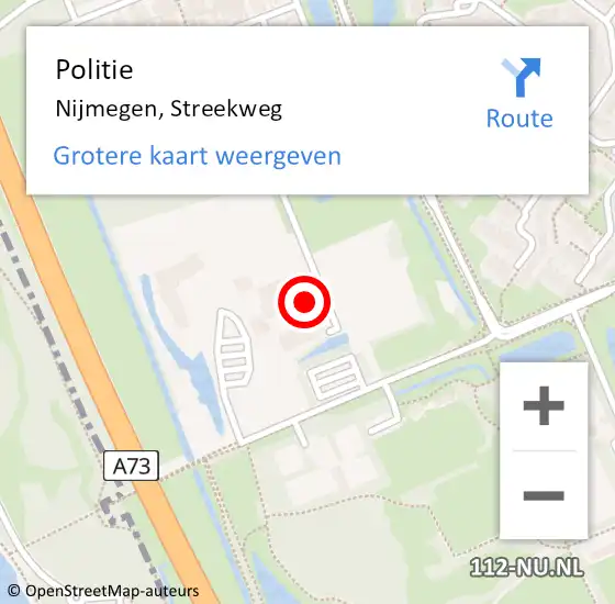 Locatie op kaart van de 112 melding: Politie Nijmegen, Streekweg op 26 maart 2024 07:45