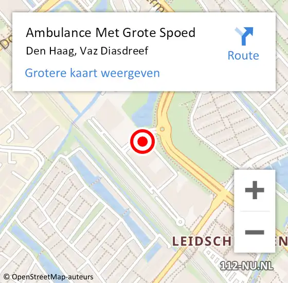 Locatie op kaart van de 112 melding: Ambulance Met Grote Spoed Naar Den Haag, Vaz Diasdreef op 26 maart 2024 07:56