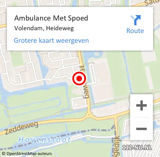 Locatie op kaart van de 112 melding: Ambulance Met Spoed Naar Volendam, Heideweg op 26 maart 2024 08:00