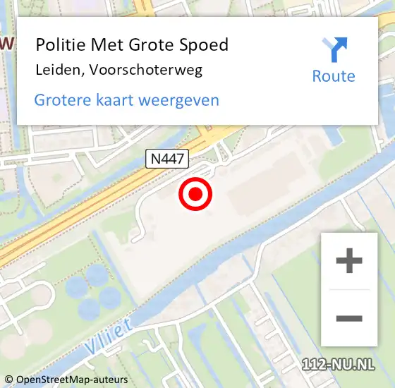 Locatie op kaart van de 112 melding: Politie Met Grote Spoed Naar Leiden, Voorschoterweg op 26 maart 2024 08:01