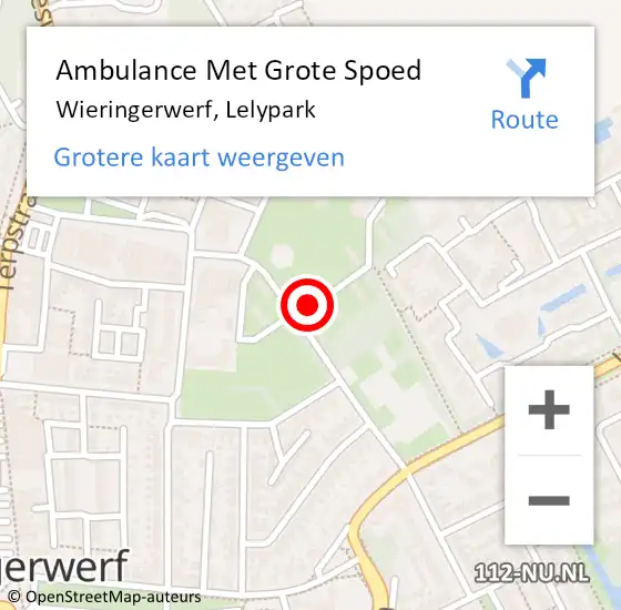 Locatie op kaart van de 112 melding: Ambulance Met Grote Spoed Naar Wieringerwerf, Lelypark op 26 maart 2024 08:01