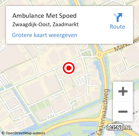 Locatie op kaart van de 112 melding: Ambulance Met Spoed Naar Zwaagdijk-Oost, Zaadmarkt op 26 maart 2024 08:31