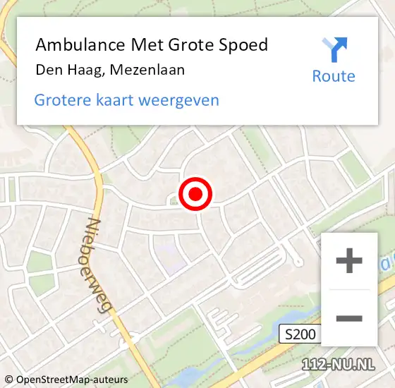 Locatie op kaart van de 112 melding: Ambulance Met Grote Spoed Naar Den Haag, Mezenlaan op 26 maart 2024 08:35