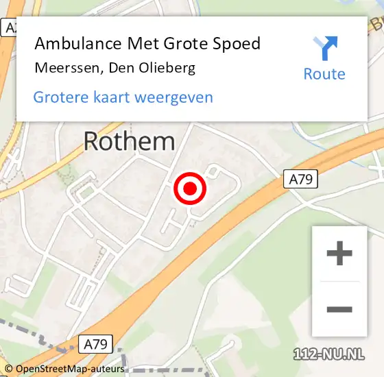 Locatie op kaart van de 112 melding: Ambulance Met Grote Spoed Naar Meerssen, Den Olieberg op 30 september 2014 10:34