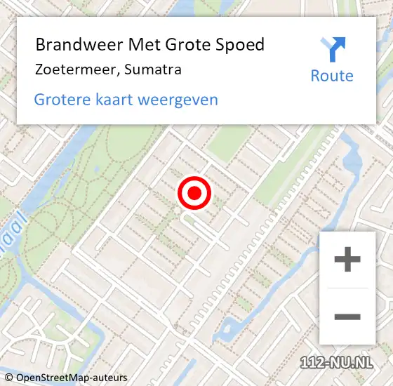 Locatie op kaart van de 112 melding: Brandweer Met Grote Spoed Naar Zoetermeer, Sumatra op 26 maart 2024 08:40