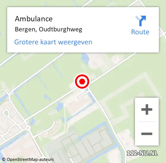 Locatie op kaart van de 112 melding: Ambulance Bergen, Oudtburghweg op 26 maart 2024 08:41