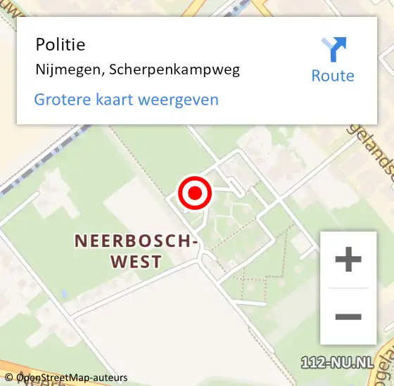 Locatie op kaart van de 112 melding: Politie Nijmegen, Scherpenkampweg op 26 maart 2024 09:01