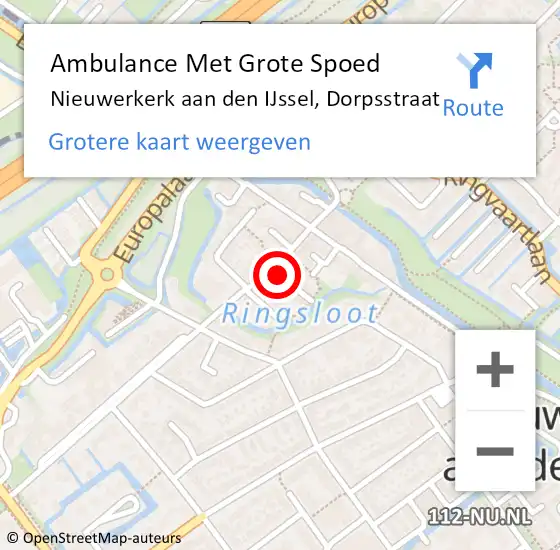 Locatie op kaart van de 112 melding: Ambulance Met Grote Spoed Naar Nieuwerkerk aan den IJssel, Dorpsstraat op 26 maart 2024 09:06