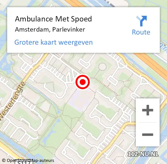 Locatie op kaart van de 112 melding: Ambulance Met Spoed Naar Amsterdam, Parlevinker op 26 maart 2024 09:19