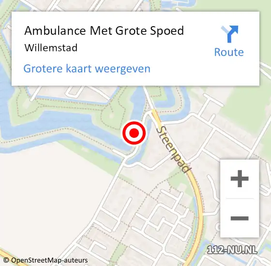 Locatie op kaart van de 112 melding: Ambulance Met Grote Spoed Naar Willemstad op 26 maart 2024 09:21