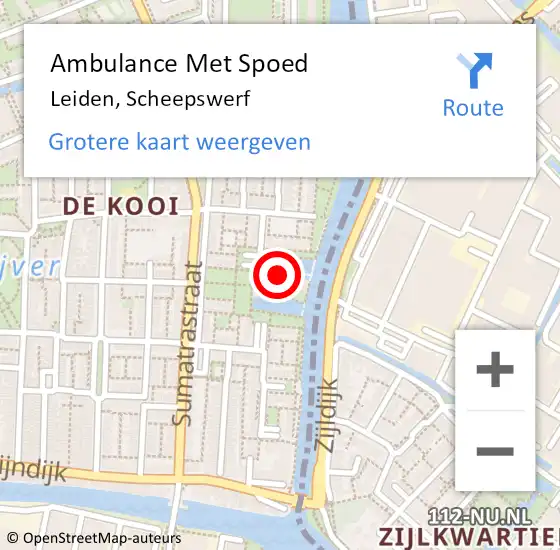 Locatie op kaart van de 112 melding: Ambulance Met Spoed Naar Leiden, Scheepswerf op 26 maart 2024 09:38