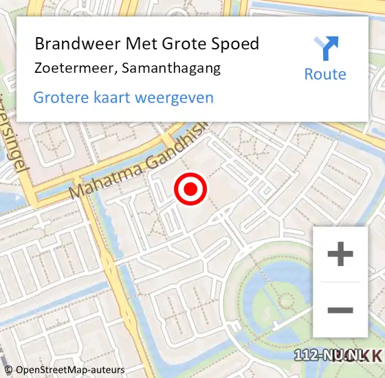 Locatie op kaart van de 112 melding: Brandweer Met Grote Spoed Naar Zoetermeer, Samanthagang op 26 maart 2024 10:17