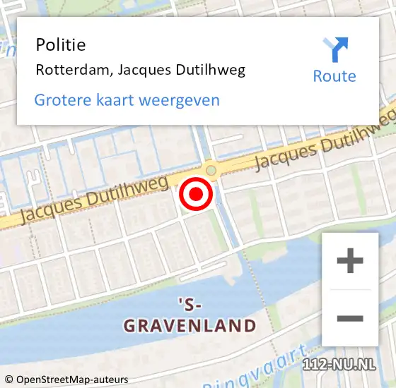 Locatie op kaart van de 112 melding: Politie Rotterdam, Jacques Dutilhweg op 26 maart 2024 10:25