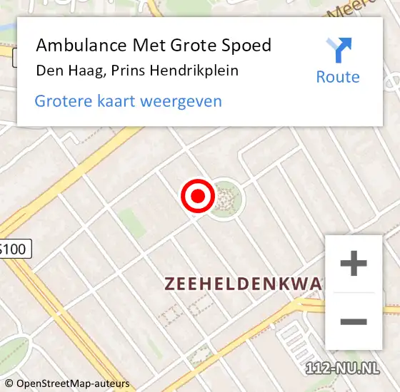 Locatie op kaart van de 112 melding: Ambulance Met Grote Spoed Naar Den Haag, Prins Hendrikplein op 26 maart 2024 10:30