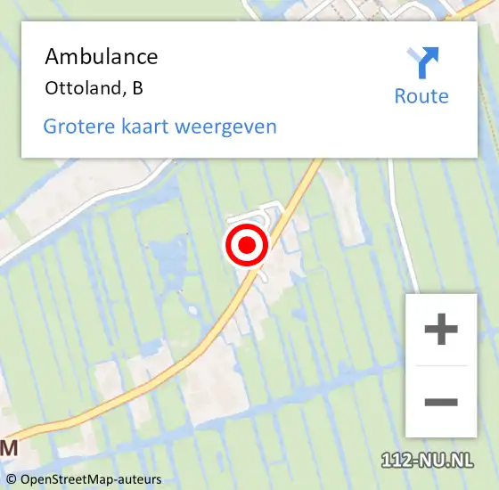 Locatie op kaart van de 112 melding: Ambulance Ottoland, B op 26 maart 2024 10:46